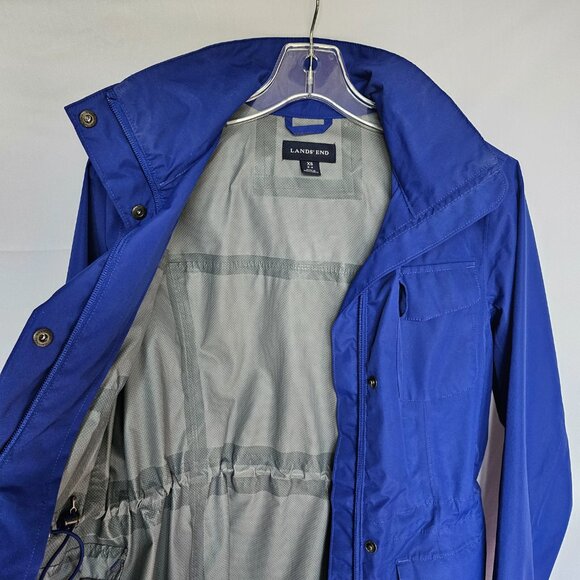 LANDS' END Blue Hooded Windbreaker / Raincoat Jacket, Size XS (2-4) - Picture 3 of 16
